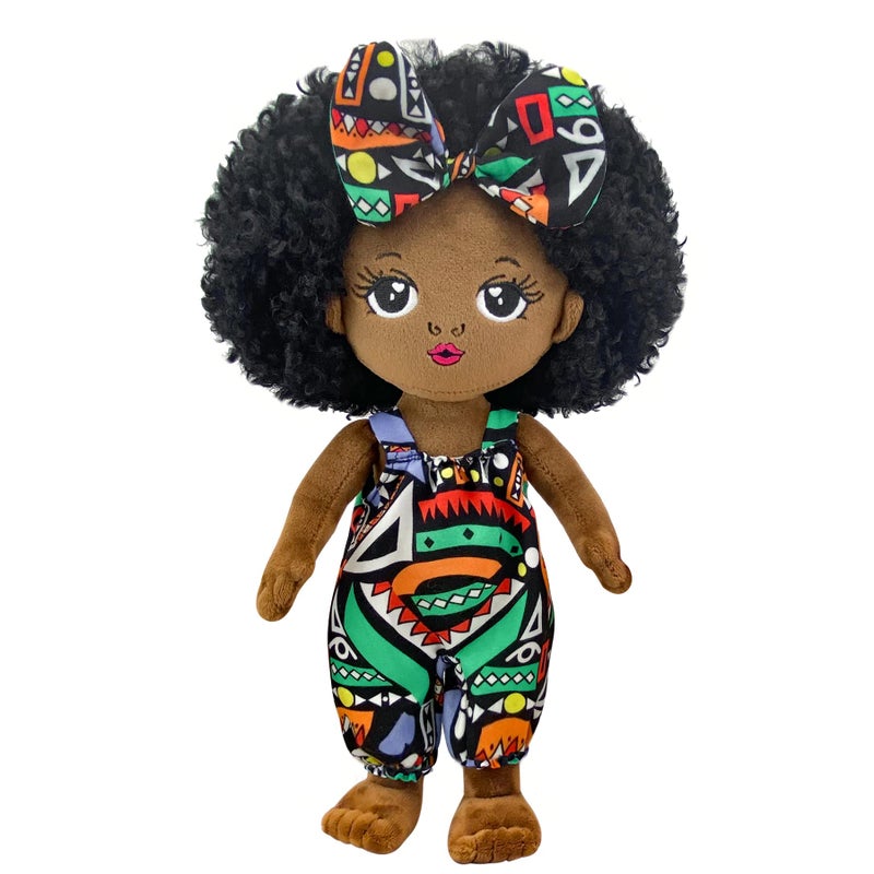 JUSTQUNSEEN Black Baby Dolls African American Doll Black Dolls 12''  Baby Dolls for 3 Year Old Girls Soft Doll for Girls Stuffed Plush Doll for Girl - Image 1